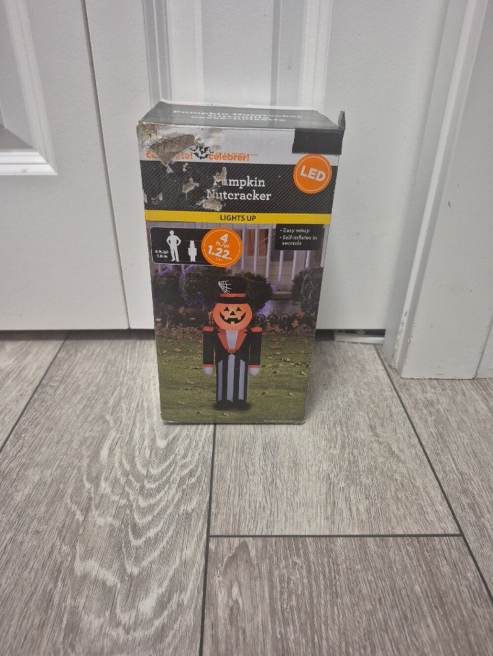Halloween LED Light Up Inflatable Pumpkin Nutcracker Halloween Decorations 4ft